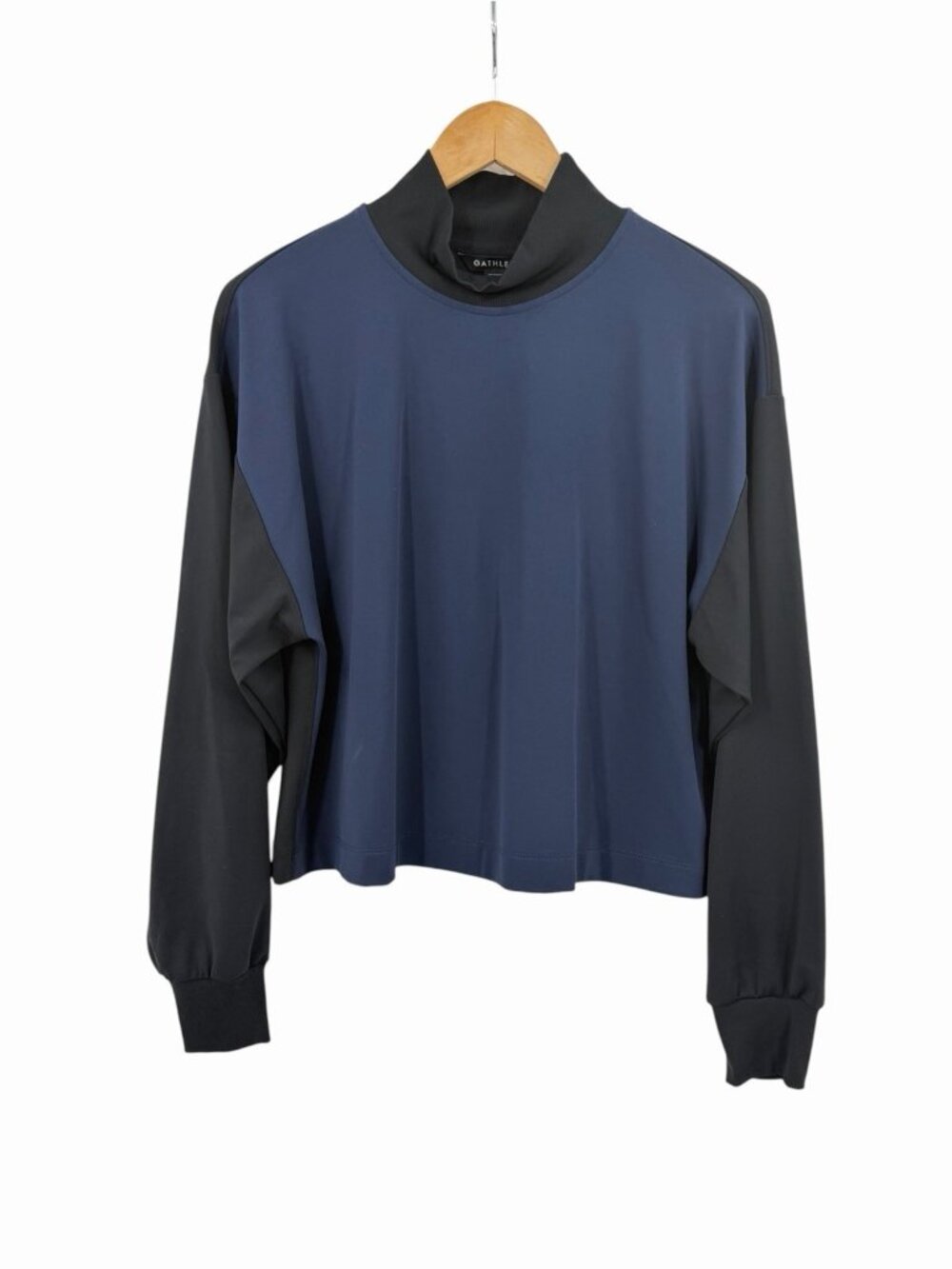 ATHLETA Women's Blue/Black Venice Colorblock High Neck Top Medium